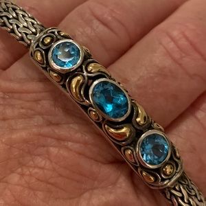 SOLID 925 SILVER &BLUE TOPAZ BRACELET!